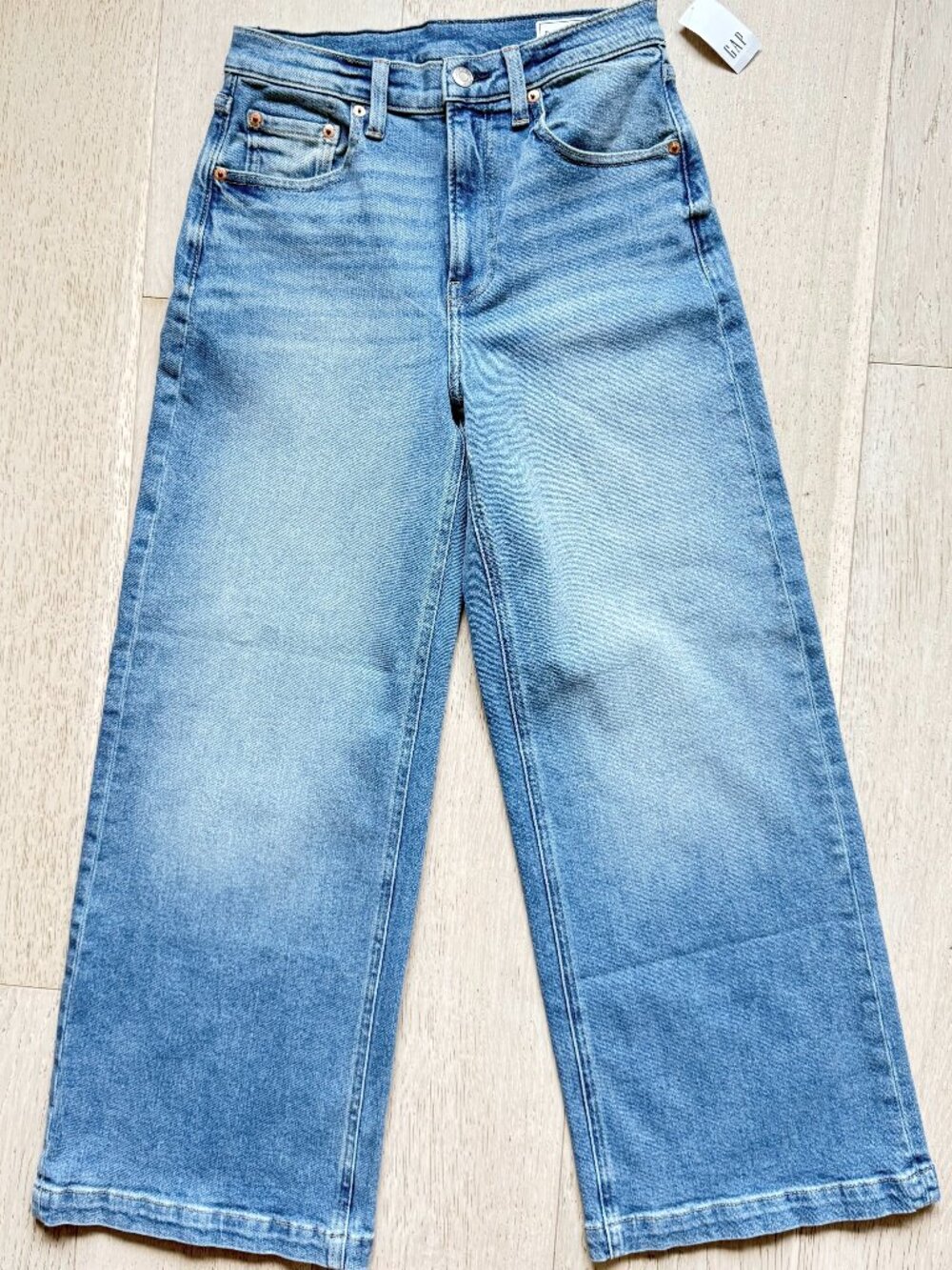 GAP High Waisted Wide Leg Jeans Light Wash Denim 26 NWT 2